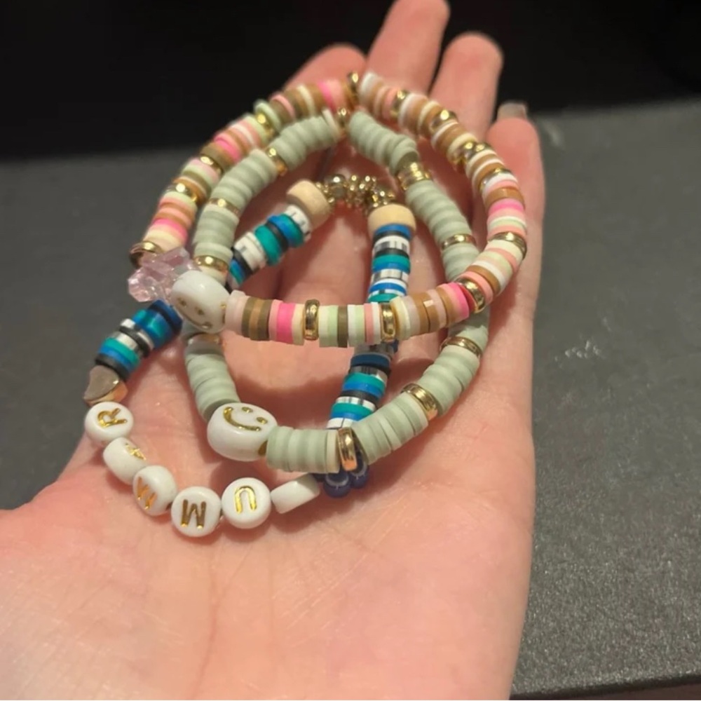 Pink and Blue Aesthetic Beaded Bracelets
